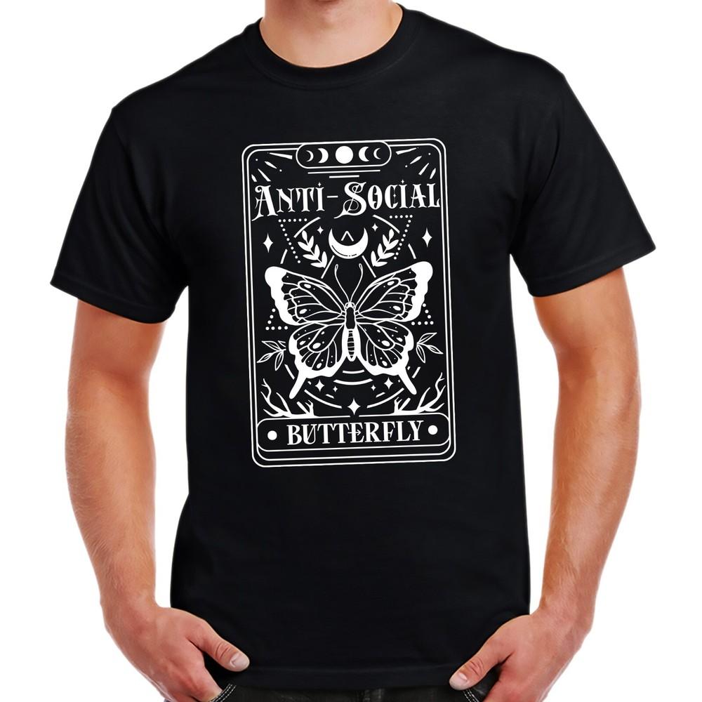 Funny Tarot Anti-Social Butterfly T-Shirt Birthday Gift Tarot Parody Unisex T-Shirt XXXL