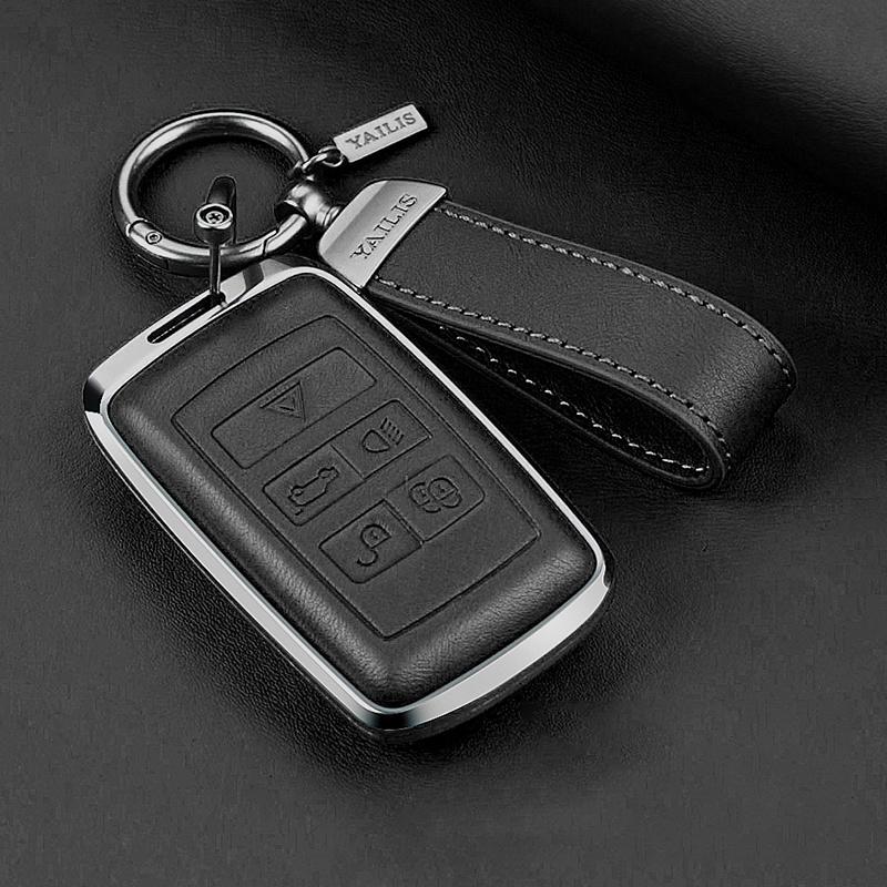 Metal Leather Car Remote Key Cover Case Holder Shell Fob for Land Rover RangeRover Sport Evoque Freelander Velar Discovery LR5