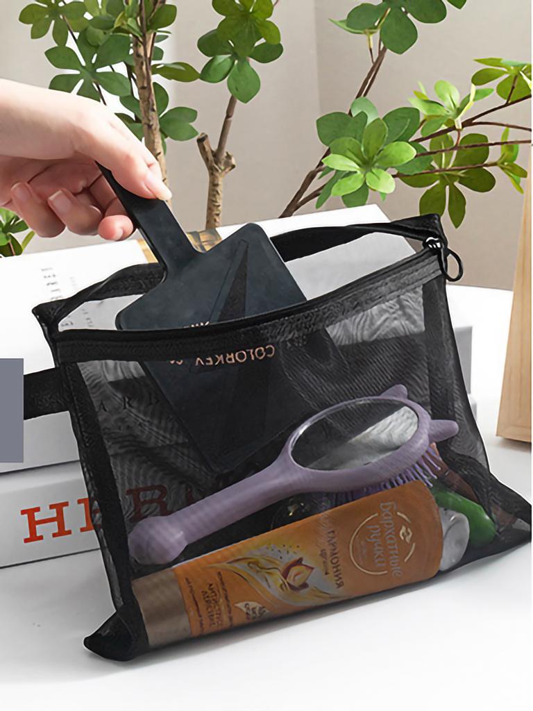 1/3/5pcs Mesh Clear Cosmetic Bags Women Black Makeup Bag Portable Travel Toiletry Organizer Case Lipstick Storage Pouch Gift