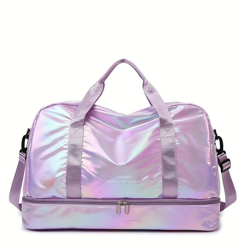 

Large Capacity Multifunctional Casual Travel Duffel Bag, Lightweight Nylon Weekender Tote for Gym, Sports, Overnight Trips фиолетовый