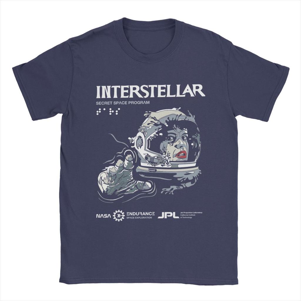Men Interstellar Wormhole Handshake T Shirt Pure Cotton Tops Vintage Short Sleeve Round Neck Tees Graphic T-Shirt