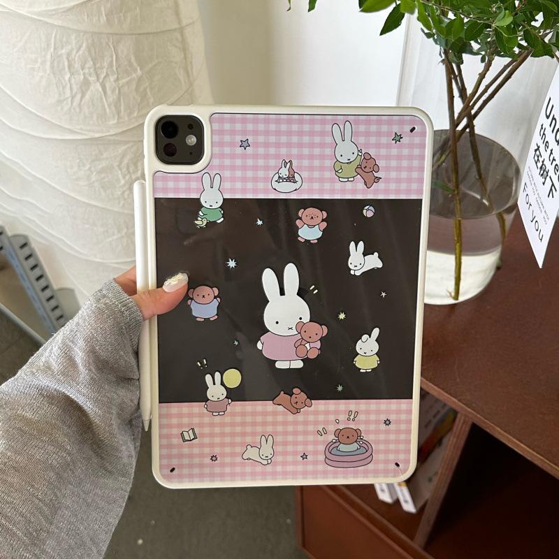 

iPad Air 5/10th Gen Drop-Proof Plaid Rabbit Case - Cream White & Pink iPad mini 8.3-inch (6/7)