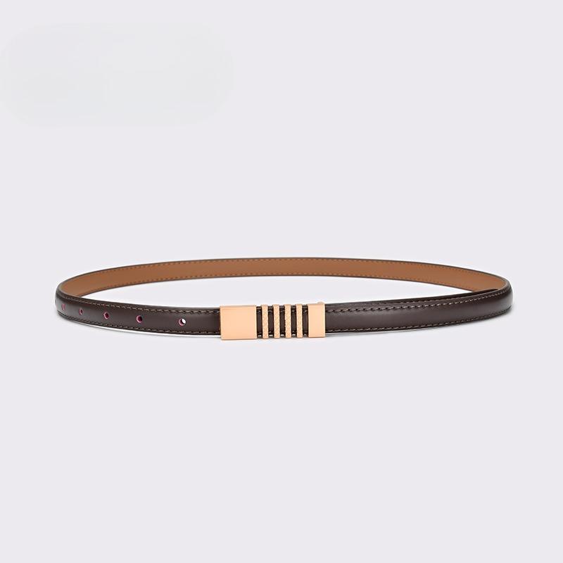 Small Belt Women's Jeans Belt Simple and Versatile Thin Belt Decorative Retro Gold Buckle Small Leather Belt Fashionable and Versatile