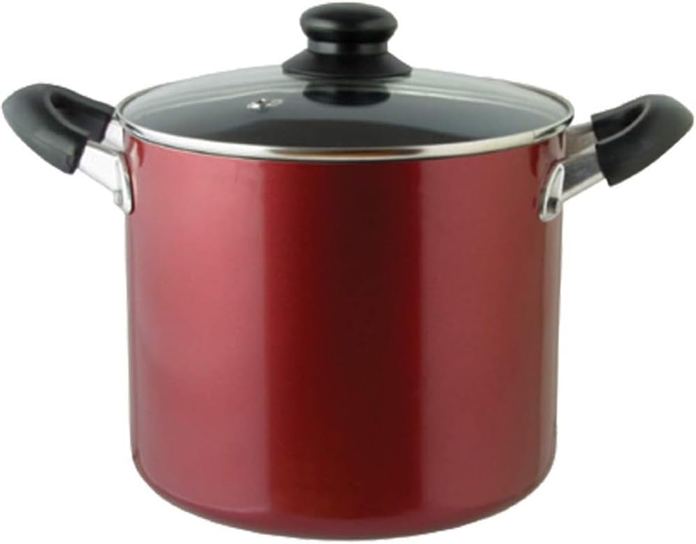 

Living Cuisine Stockpot 22cm Gas and IH Compatible, Non-stick Coating, Ideal for Curry and Stew, Red, 505800