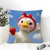 Strawberry Duck Print Pillow Case Cotton Linen Fabric Square Zipper Pillowcase Home Decorative Living Room
