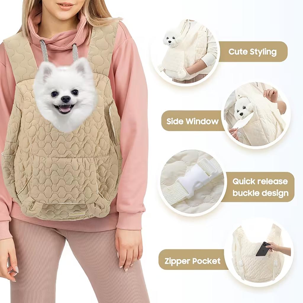 Haustierzubehör Kleiner Hund Front-Rucksack Stilvoll Gesteppt Faltbar Leicht Für Reisen Und Outdoor-Abenteuer