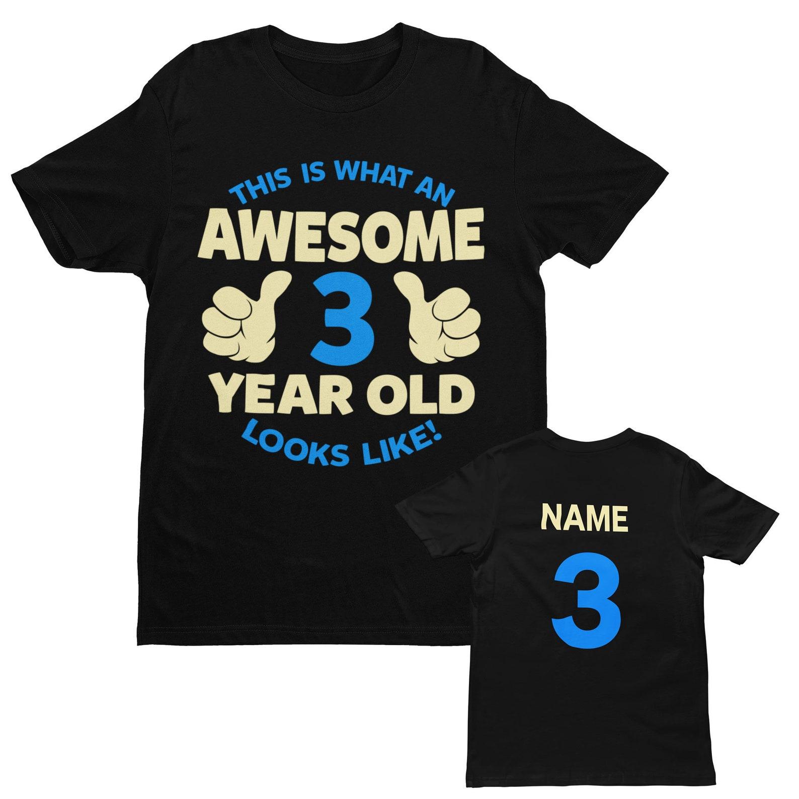 Personalized 3rd Birthday Boy T-Shirt, Awesome Three Year Old Design S