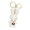 Rabbit Keychain Stuffed Toy Leather Korean Fluffy Animal Fashionable Cute Adult Girls Bag Charm Rabbit Key Ring Ladies Women Girls