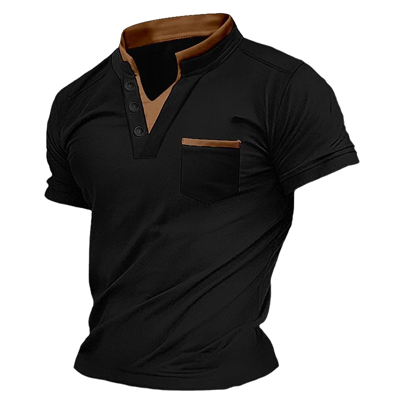 

Мужская однотонная новая мужская повседневная футболка с v-образным вырезом, топ XL чёрный