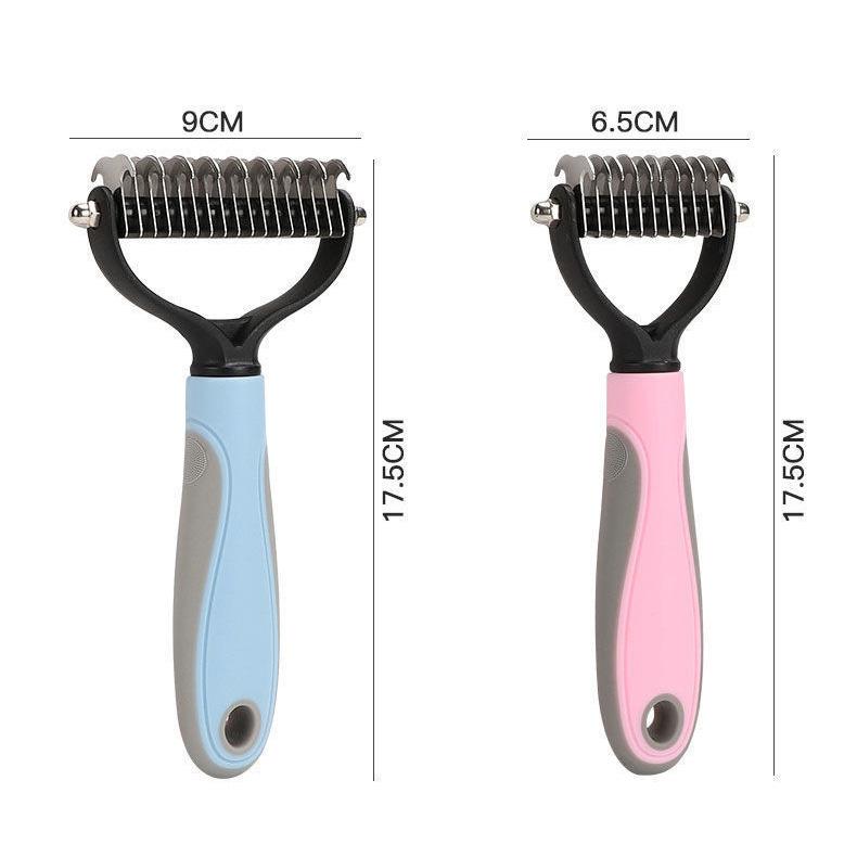 Pet Double-sided Brush Grooming Dematting Deshedding Stainless Steel Blade for Matted Long Cat Dog Hair Removal Comb