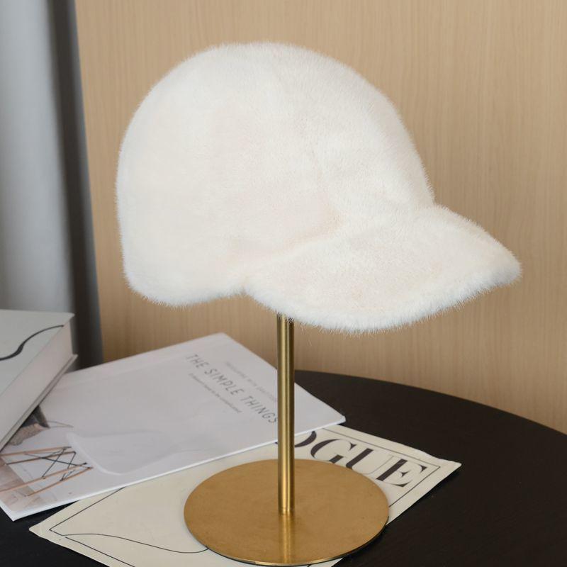 

Ladies Hats New-style Faux Mink-fur Autumn Winter Baseball Cap Warm Faux Mink-fur Unisex Fashion Adjustable Peaked Cap with Short Brim