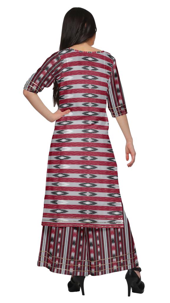 Moomaya V Neck Printed Kurta And Palazzo Pant Set Ethnic Wear Dress For