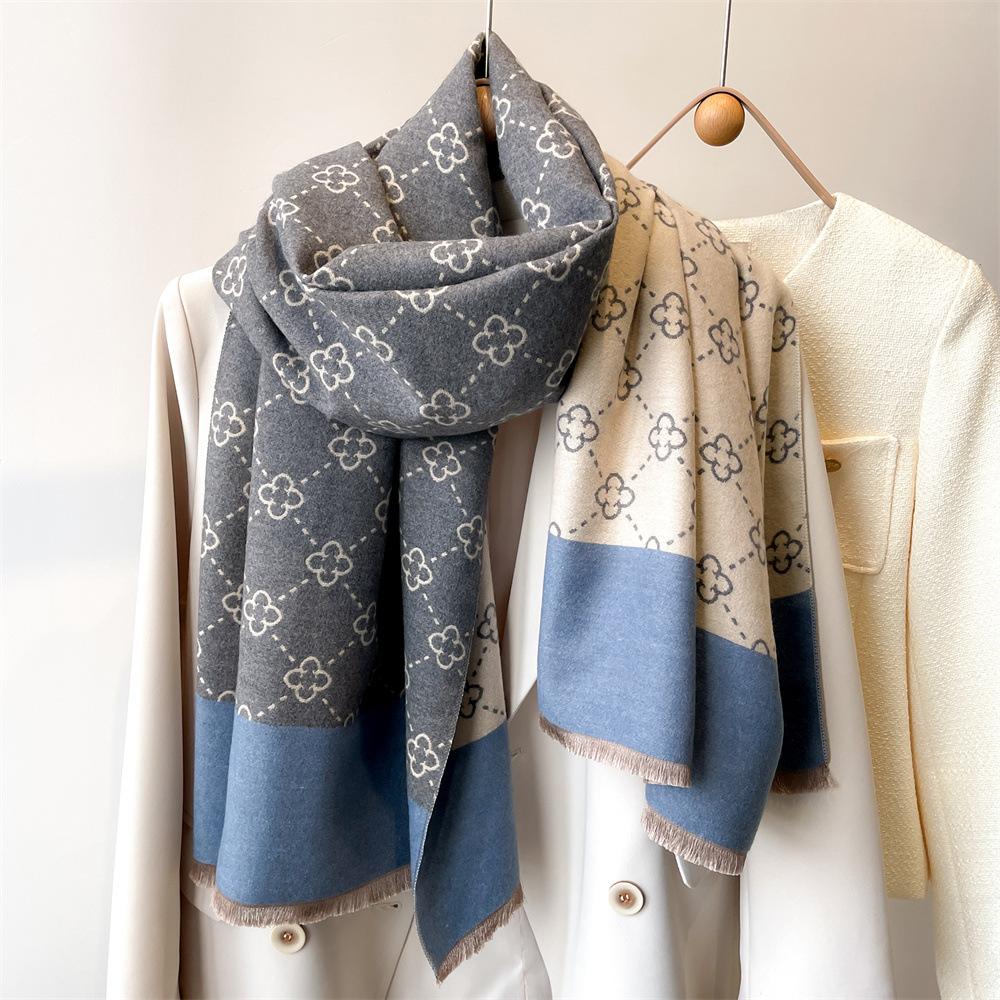Dicke Warme Winter Schal Design Druck Frauen Kaschmir Pashmina Schal Dame Wrap Quaste Schals Gestrickte Männer Foulard Decke