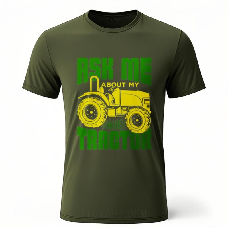 Funny tshirt Street Wear For man Oneck tshirt Ask Me About My Tractor Anime Teenagers Top tees Oversized Tshirt Fashion Tee