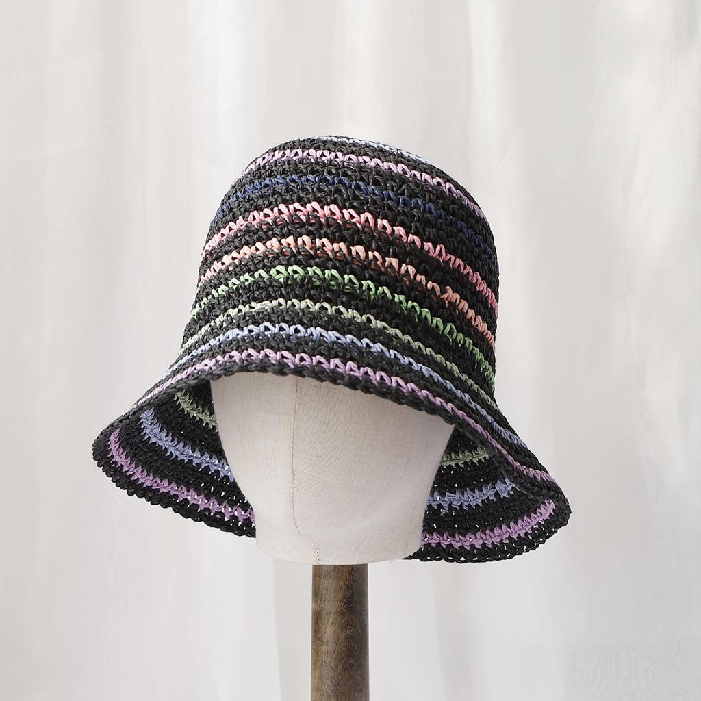 2024 Womens Straw Hat crochet hat Striped Rainbow UV Protection Sun Visor beach hat Women Visors Ladies hat Women Summer hat Cap