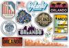 Orlando Florida Sticker Set, A5 Sheets, Luggage Laptop Vinyl Stickers, USA 79147