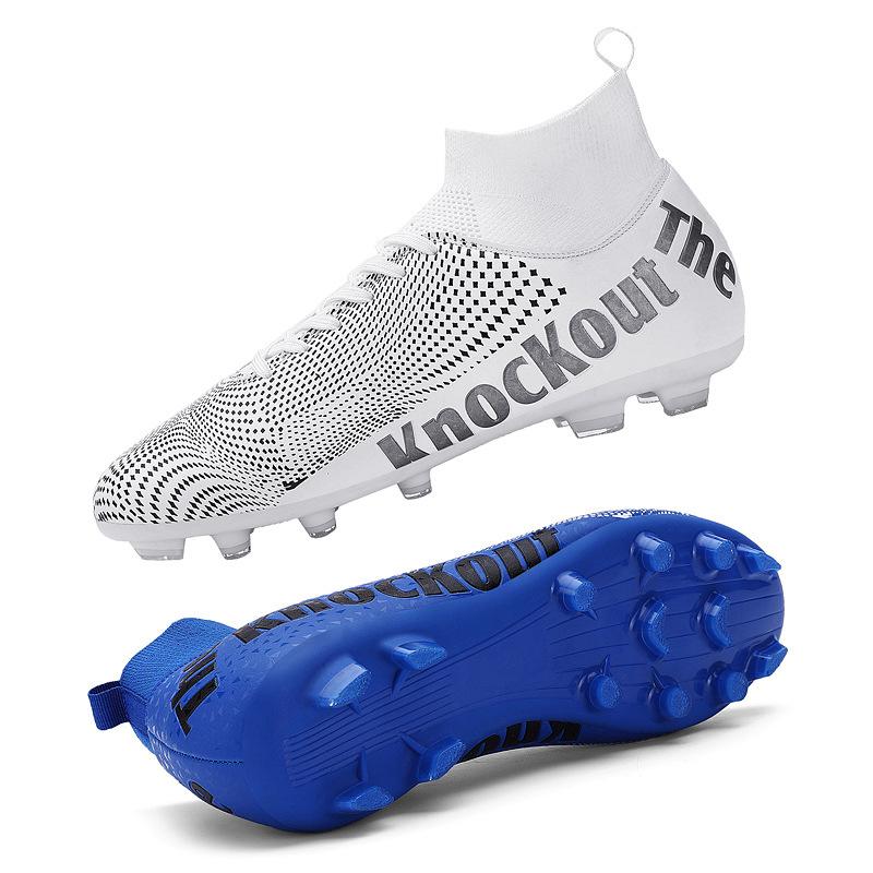 503 Football Shoes Children Boys Girls Teenagers With A High Top Fly Weave Leather Surface HG Long Nails FG Broken TF Flat Bottom Training