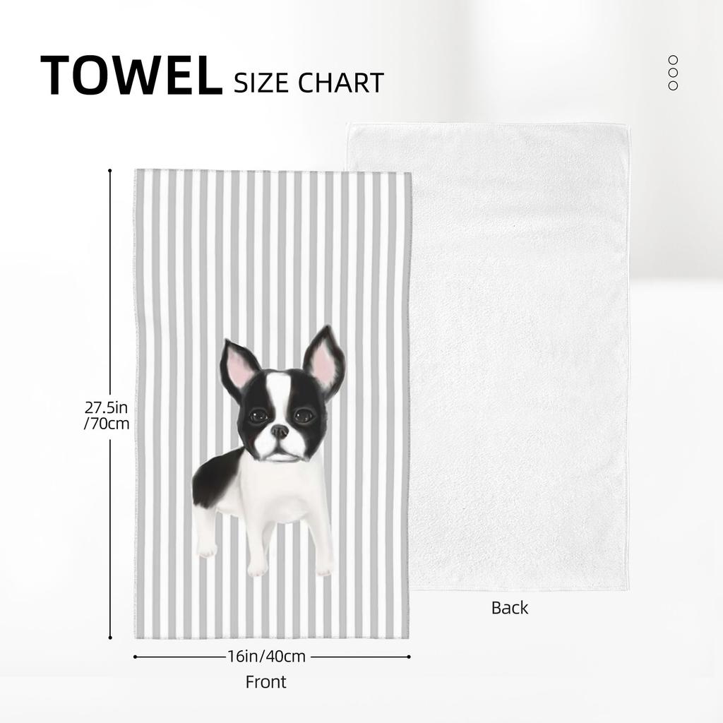 boston terrier Soft Face Towel Quick Dry Pool Bath Cotton Towels Breathable