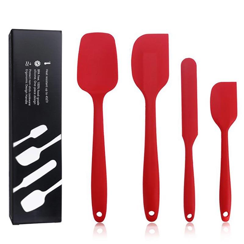 4-Piece Silicone Scraper Baking Set,Salad Stirring Scraper,Cream Scraper,Baking Utensils,Barbecue Brush Kitchenware Baking Set