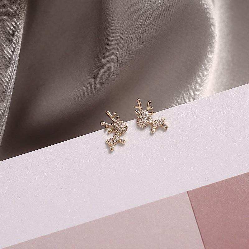 925 Sterling Silver Elk Stud Earrings - Elegant Light Luxury Deer Design, Perfect Christmas Gift for Women