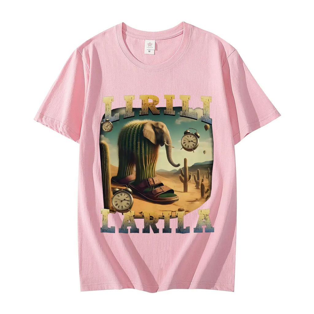 Lirili Larila Funny Ltalian Brainrot Meme T-shirt High Street Fashion Trend Short Sleeve T Shirt Unisex Casual T-shirts
