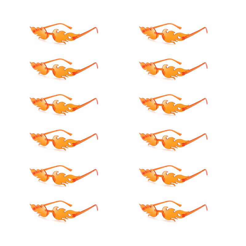12 Pairs Per Set Flame Shaped Sunglasses New Fashion Rimless Candy Color Party Shades Trendy Design Colorful Sun Glasses