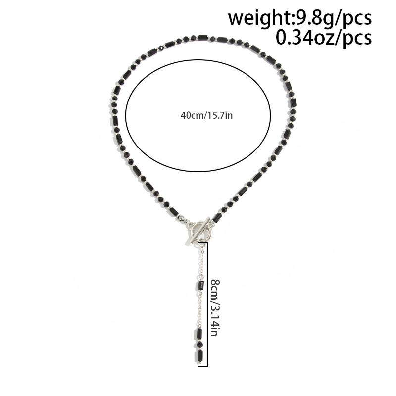 Exquisite Elegant Crystal Beaded Pendant Chokers Long Chain Tassel Necklace Women Trendy Creative OT Buckle Chain Jewelry Gift