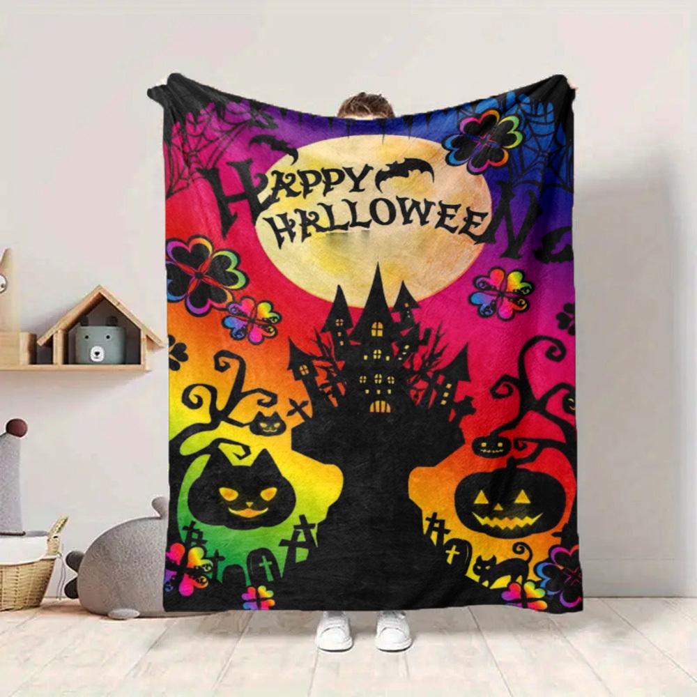 1pc Halloween Decorations Blanket Lightweight Flannel Blanket Throw Blanket For Sofa, Bed, Travel, Camping Yy2509026226