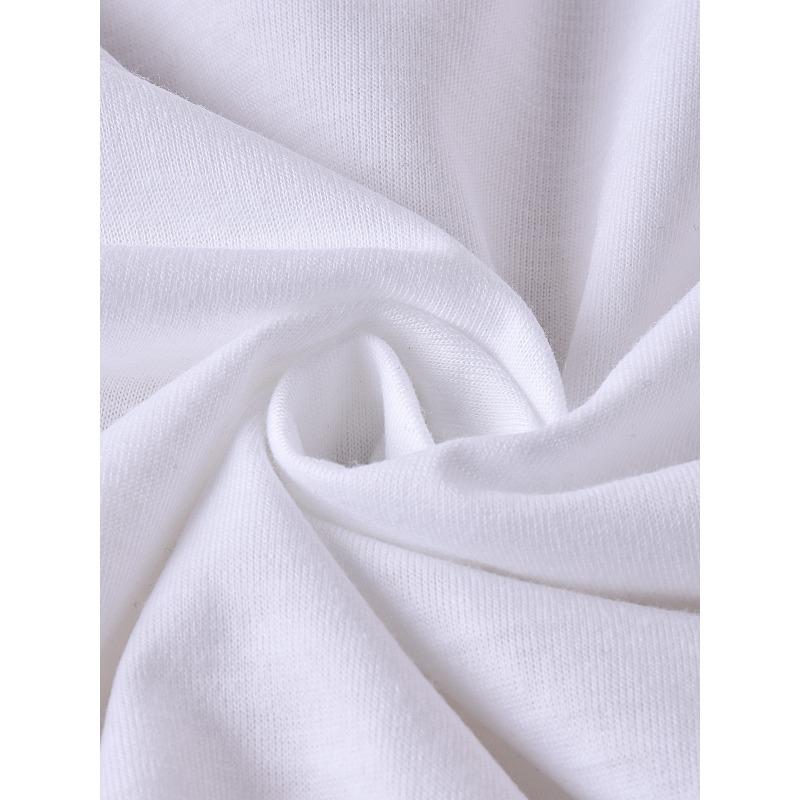 European Size White Patterned Round Neck T-Shirt
