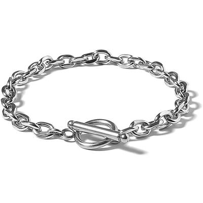 CLASSIC by an Active Compatible with Metal Allergies 316L Surgical Stainless Steel Mantel Chain Bracelet Silver Thickness 6mm Chain Total Length [THE