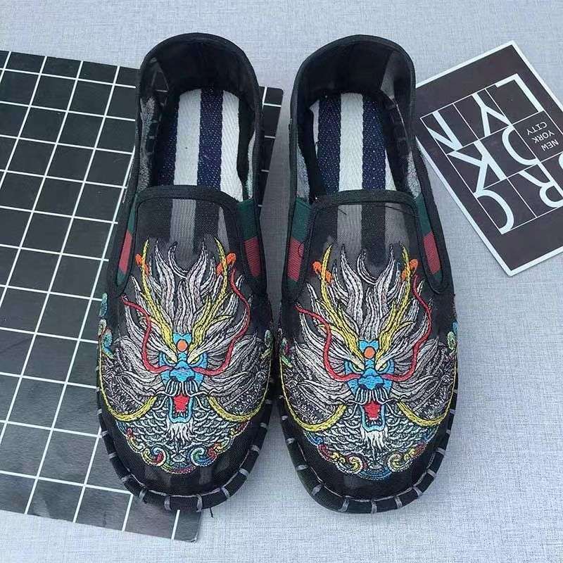 Old North Handmade Cloth Shoes Social People Hollow Mesh Shoes Air Conditioning Shoes Lazy Pervert Embroidery Face Mesh Sandals