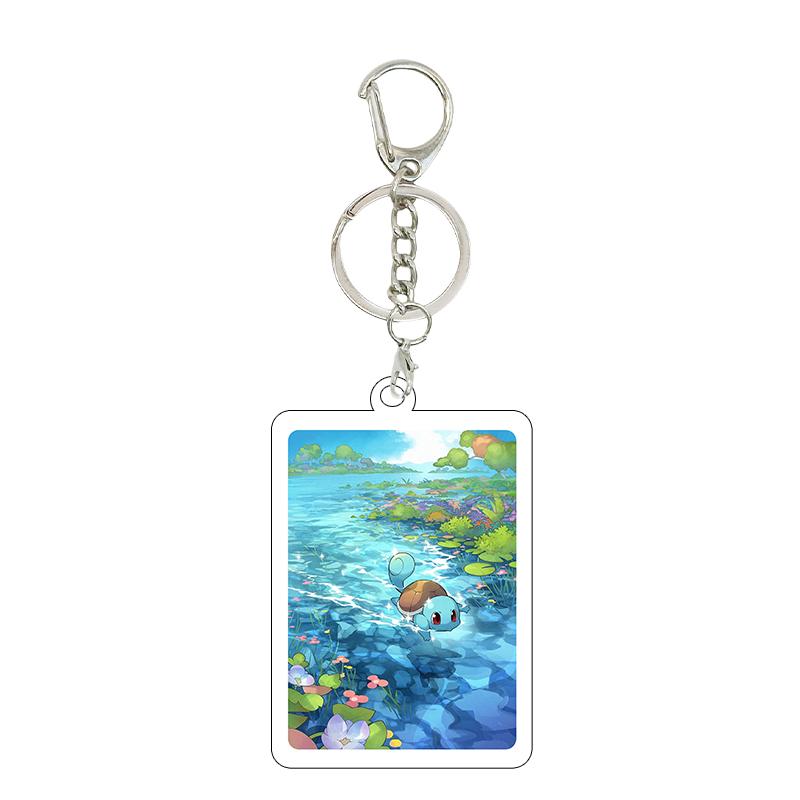 Anime Cartoon Gengar Psyduck Mew Bulbasaur Anime Game Characters Acrylic Pendant PKM Ptcg Decor Key Chain Ring for Fans Gifts
