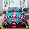 Boho Hippie Psychedelic Flowers Duvet Cover Colorful Peace Sign Bedding for Boys Girls Women Bedroom Decorative Rainbow Tie Dye