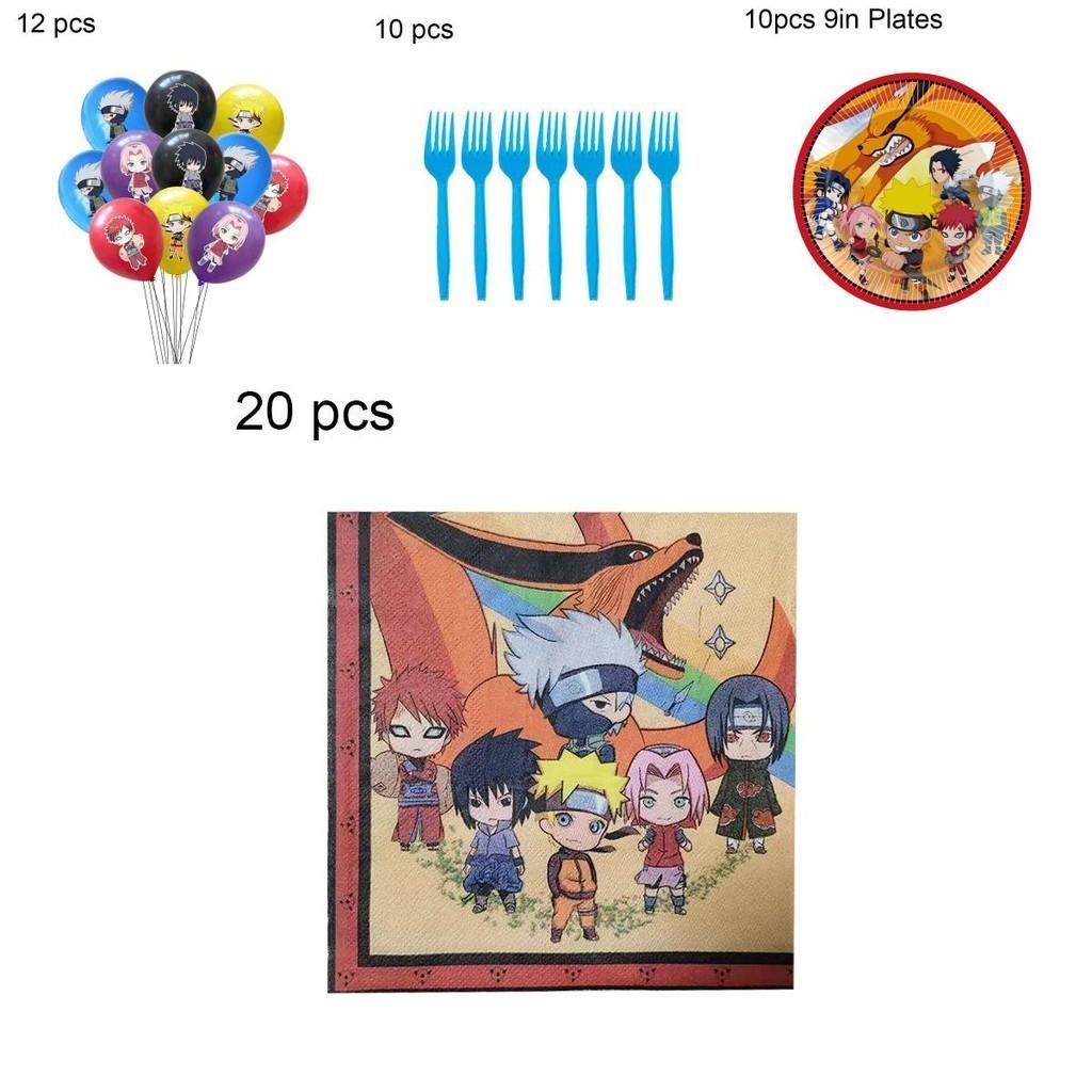 Suministros de Decoración para Fiesta de Cumpleaños Ninja de Naruto con Globos y Platos Coloridos