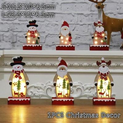 Weihnachtsanhänger Lumineszierende Holzbemalte Weihnachtsmann Schneemann Rentier Lumineszierende Holzdekorationen