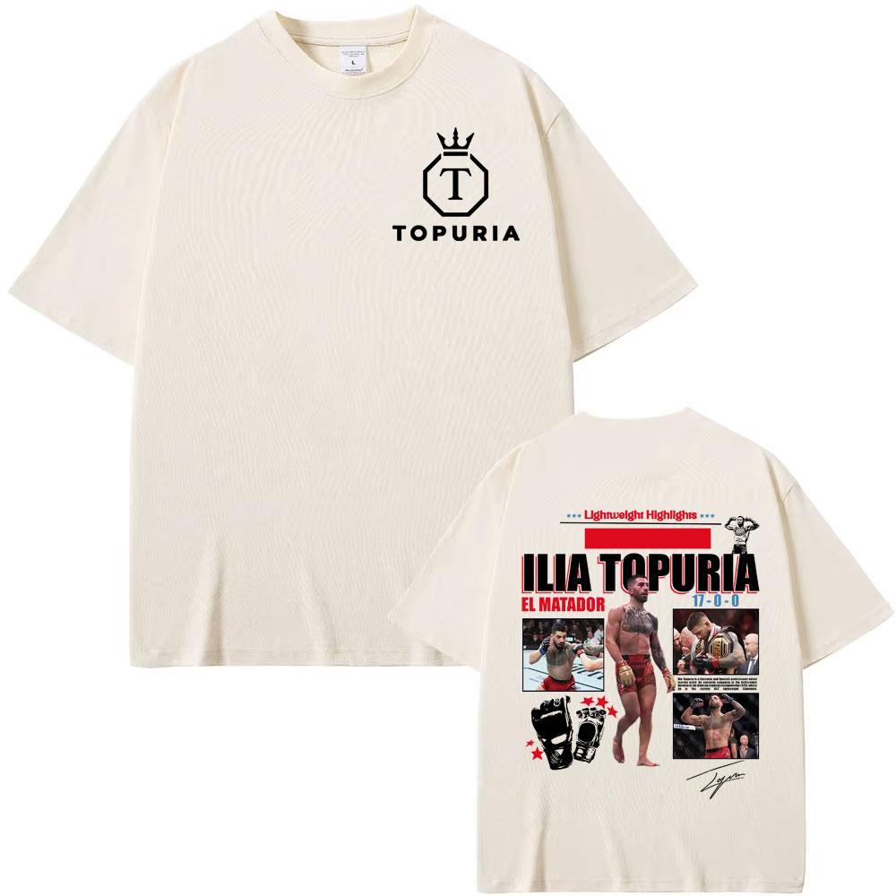 2025 Sommer Limited El Matador Ilia Topuria 100 Reine Baumwolle Bedrucktes T-Shirt Herrenbekleidung Vintage Klassisch Übergroß Mann Lässig