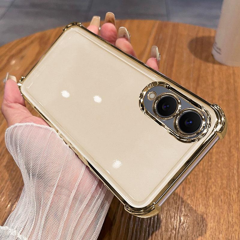 Suitable for Samsung S25edge Plating Airbag Transparent Mobile Phone Case S24Ultra Silicone S23Plus Soft Case