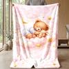 Teddy Bears with Stars and Clouds Theme blanket Lightweight Warm Flannel Blanket Decorative Throw Blanket for Home Decoration