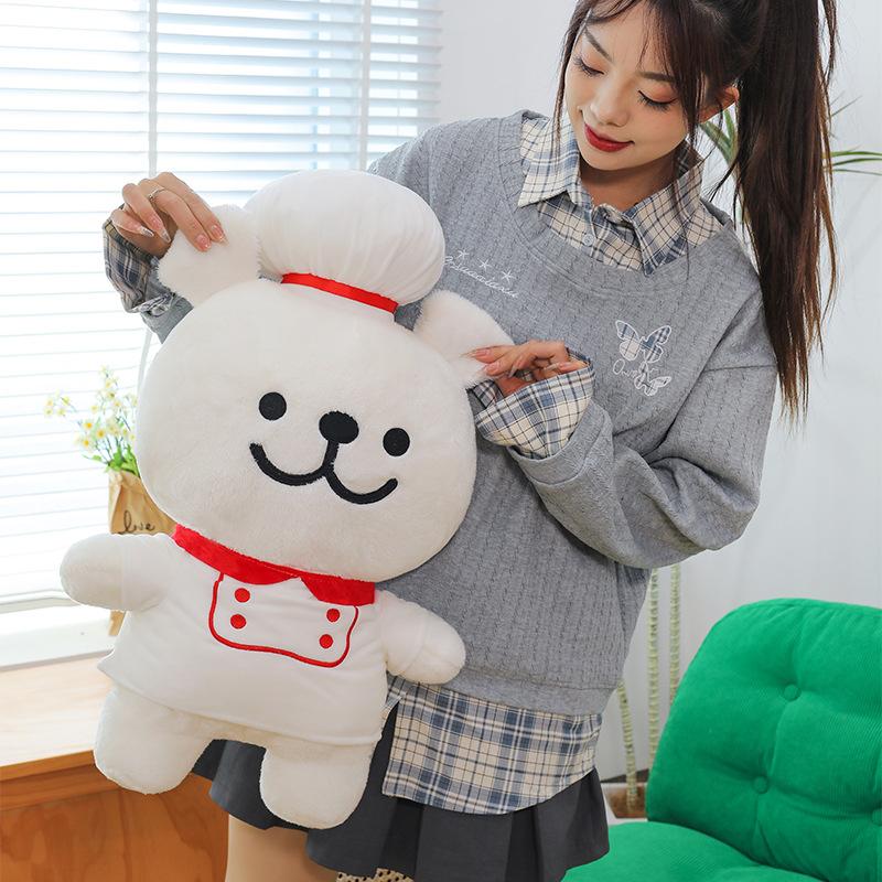 60cm Kawaii Cute Maltese Dog Plush Toy Big Size Stuffed Soft Animal Cartoon Chef Puppy Soft Pillow Plush Doll Kids Birthday Gift