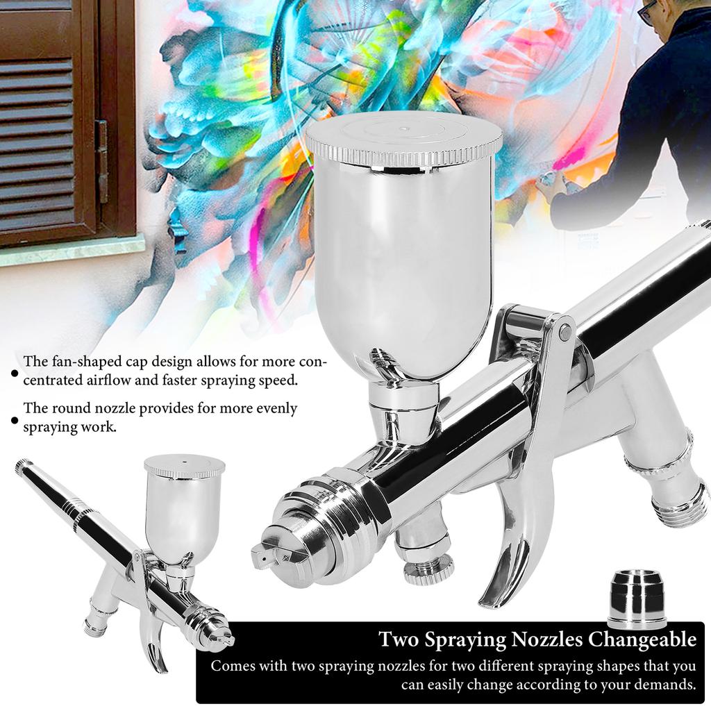 T217 Airbrush Kit 0.5mm Air Brush Set with 15CC Paint Fluids Cups for Car Model DIY Painting Makeup Nail Art Cake