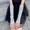 Y2K Ballet Style White Mesh Lace Fingerless Sun Protection Gloves with Tie-Up Sleeves