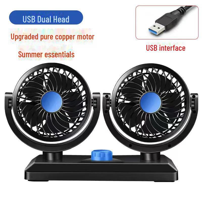 

Бесшумный двухголовый автомобильный вентилятор 12 В/24 В для грузовиков с USB - мощный ветер