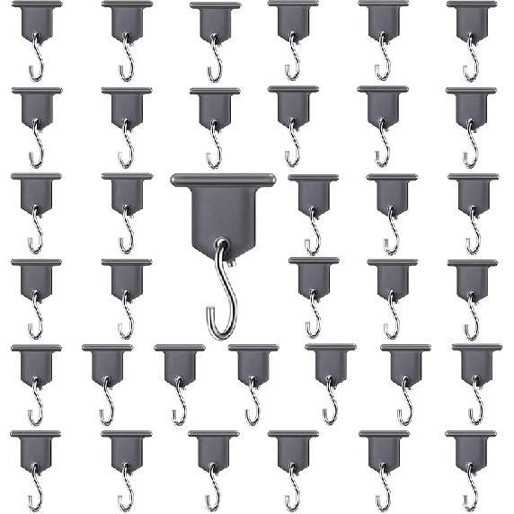12 Pcs RV Awning Light Holder - Camper Hook Accessory, Plastic And Metal S Shaped Hook, Gray Support Hanger For Camping Tent Indoor Outdoor Decor (12