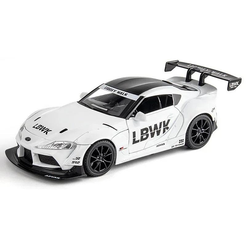 1/22 Scale Toyota Supra Sports Car Alloy Model Car Die-casting Metal Vehicle Collection Simulation Sound & Light Toy Car Gift For Boys