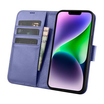 2in1 Leather Flip Case iPhone 14 Plus AntiRFID Wallet Case Light Purple