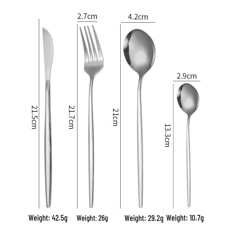 

Набор столовых приборов из нержавеющей стали - 4 предмета: нож, вилка и ложка, в подарочной коробке.