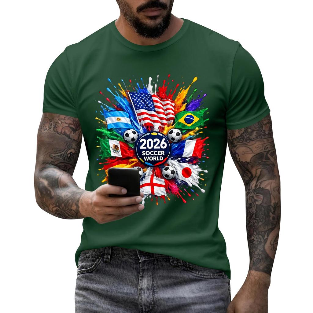 Men's Soccer Graphic T-Shirt Casual Short Sleeve Tee for Everyday Wear