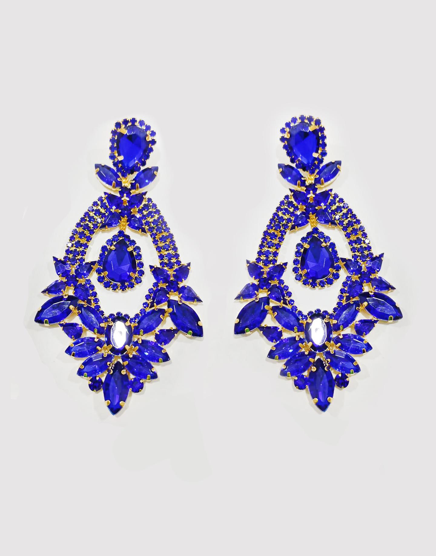 

Сережки в стилі важкої промисловості Сережки Жіночі Стрази Повні Діамантів Перебільшені Банкетні Весільні Прикраси сапфіровий