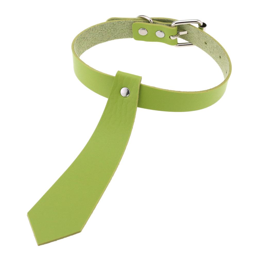 Fake Tie Integrated PU Leather Choker, Punk Tie Style Neckband Necklace