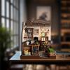 QmXCyzl Wooden DIY Dollhouse Kit, Miniature 3D Bookstand, Holiday Gift, Architectural Scenario (Countryside Cafe)